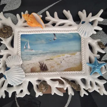 NOOLIM Viduržemio jūros Dervos Retro Foto Rėmelis Darbalaukio Apdailos 6 Colių Koralų Vandenyno Ornamentu Foto Rėmelis Vestuvių Dovana