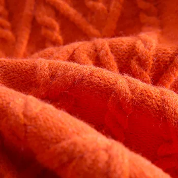 Oranžinės spalvos pledas moterims megztiniai ir puloveriai o-kaklo blyksnius rankovėmis prarasti tirštėti šiltas lady elegantiškas išsitraukia outwear kailis viršūnės
