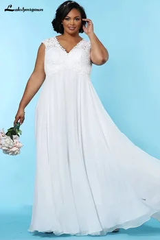 Plius Dydžio Baltos spalvos Šifono Vestuvinė Suknelė 2020 Paplūdimio Vestuvių suknelė Elegantiškas Mariage Nuotakos Suknelė Bohemijos Linijos, Vestuvių Suknelės