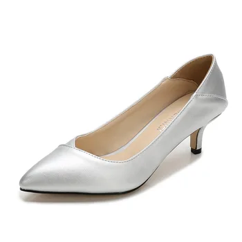Plus Size 36-46 Moterų Bateliai Smailiomis Kojų Siurbliai Patentų Pu Laisvalaikio Bateliai Kitten Heels Valtis Batai, Vestuviniai bateliai zapatos de mujer