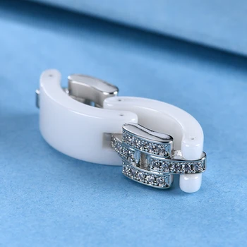 Prekės Dizaino Vestuviniai Žiedai Vidurinis Sluoksnis lankstus Balta Juoda Keraminiai Žiedai Su Cirkonis Vestuvių Moterų, Mergaičių Dovana