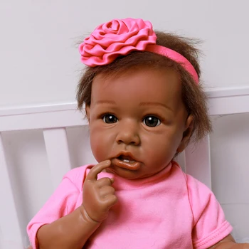 Realus Reborn Baby Doll Viso Kūno, Juoda Silikono Lėlės Su Dantų Žavinga Realus Bonecas Lėlės Kreivas Burną Vonios Žaislas
