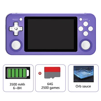 RG351P Delninis Žaidimų Konsolės 3.5 colių IPS Ekraną, Mini Vaizdo Žaidimų Konsolę su 64G SD Kortelę 2500 Retro Žaidimų Konsolėje RK3326