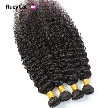 Rucycat Indijos Keistą Garbanotas Ryšulius Su Uždarymo 30 Colių Ryšulių, Žmogaus Plaukų Ryšulius Su Uždarymo Nr. Praliejimo Remy Human Hair