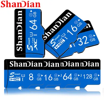SHANDIAN Atminties geriausias Micro SD Atminties kortelė 32GB 64GB 16GB 8GB 128GB class10 TF kortelę 