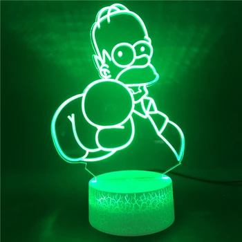 Simpsonai Paveikslas Unikalus 3D Led naktinė lempa Vaikams Gimtadienio Dovana Miegamojo Puošimas Usb Baterija Stalas Mielas Simpsonų 3d Lempa, Laikrodis Bazės