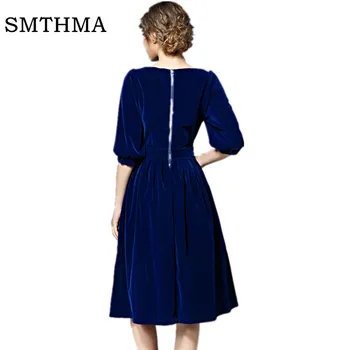 SMTHMA 2020 Naują atvykimo Aukštos kokybės kilimo ir tūpimo tako Moterų Aksomo Suknelės Pavasarį Moterys Šalis Suknelė vestidos mujer