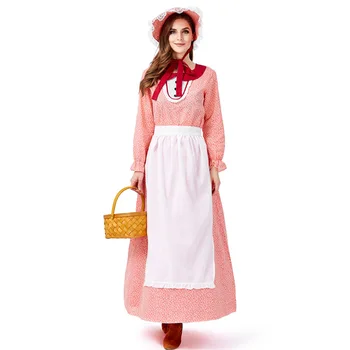 Umorden Suaugusiųjų Kolonijinės Pioneer Mergina Kostiumas Moterims Village Ūkio Prairie Mergautinė Tarnaitė Kostiumai Helovinas Fancy Dress Šalis