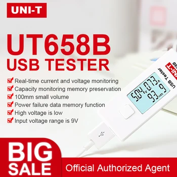 USB Testeris VIENETAS UT658 UT658B U Disko Gydytojas Įkrovikliai Voltmeter Ameter Talpa 9V įtampos, srovės matuoklis ammeter detektorių pardavimas
