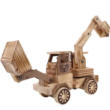 Vaikai 4D Ekskavatorių modelių Kūrimo Rinkiniai Mediniai žaislai Asamblėjos Švietimo Žaislai Vaikams Berniuko, Automobilių Transporto Žaislas