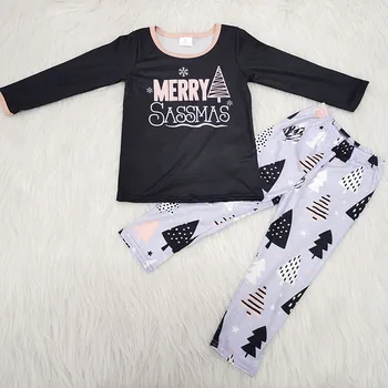 Vaikų mergaičių patenka drabužiai mergaitėms komplektus kalėdų pižama vaikams sleepwear vaikai vaikai boutique drabužių