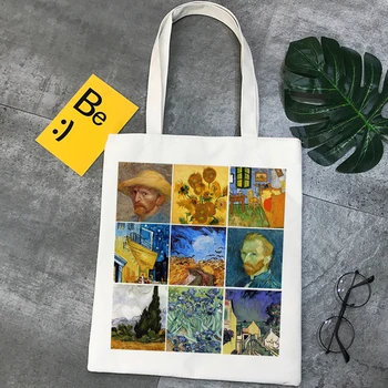 Van Gogh pirkinių krepšys ekologinio shopper rankinė bolso bakalėja tote maišą shoping medžiaga bolsas reutilizables maišeliu tohidlou