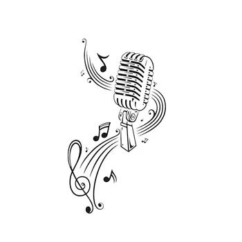 Vinilo Sienos Lipdukas Microphone MIC Muzikos Muzikos Pažymi, Meno, Interjero Dekoro Lipdukai Miegamojo Muzikos Kambarys KTV Kietas Sienų Apdaila
