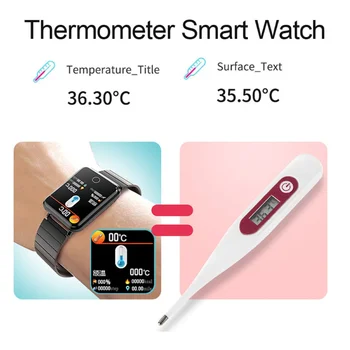 Visuotinės Temperatūros Matavimo Širdies ritmo Monitoringo Fitneso Muzikos 1.3 Colių TFT Spalvotas Ekranas, Smart Apyrankės, Skirta 