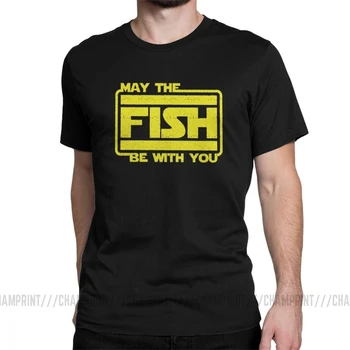 Vyrų Marškinėliai Žuvų Būti Su Jumis Juokinga Trumpas Rankovės Bass Ledo Žvejybos Fisher Tees Įgulos Kaklo Viršūnes Medvilnės Vasaros T-Shirt Plius Dydis