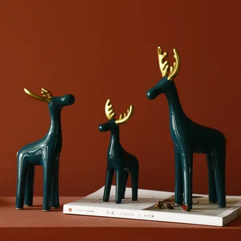 Šiaurės Europoje Tika Briedžių Tamsiai Žalia Molandi Aukso Keramikos Villa Modelis Kambaryje Namų Dekoro Amatų Kalėdų Dovanos