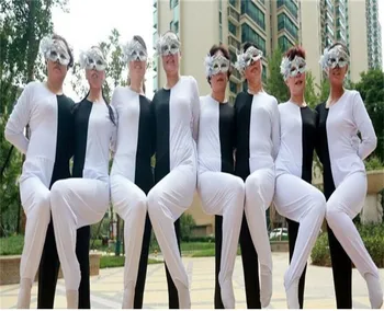 Šiuolaikinio Šokio Rusijos Naudingumo Drabužių Asmenybės Šokių Suknelė Juoda Balta Optinė Iliuzija Kojos, Siamo Šokio Kostiumai