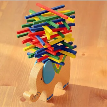 Žaislai Švietimo Dramblys Balansavimo Blokų, Medinių Žaislų Medienos Pusiausvyrą Žaidimas Montessori Blokai Dovana Vaikui