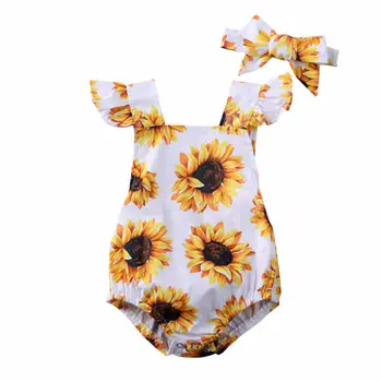 0-24M Gėlių Naujagimiui Baby Girl Rompers Raukiniai Sunsuit Jumpsuit Vasaros Kūdikių Mergaičių Kostiumai