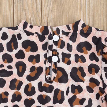 1-6Y Bamblys Vaikams, Kūdikių Mergaičių Drabužių Rinkinius, Pavasarį, Rudenį Mergina Leopard Print T-marškinėliai Topai+Bowknot Pearl Tiulio Tutu Sijonai, Komplektai