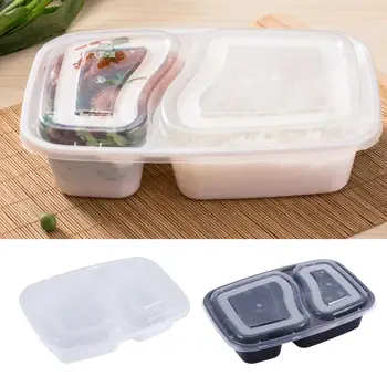 10 Vnt. Plastiko Daugkartinio Naudojimo Bento Box Miltų Laikymo Maisto Ruošimo Priešpiečių Dėžutė 2 Skyrių Daugkartinio Naudojimo Microwavable Konteineriai Namų Lunchbox
