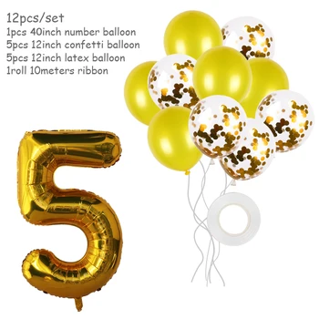 12pcs Rose Gold Konfeti Baloons Nustatyti 40inch Numeris 1 2 3 4 5 6 7 8 9 Folija, Balionus, Gimtadienio, Vestuvių Papuošimai Globals