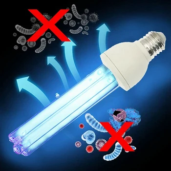 15W E27 Ultravioletinių uv-C Lempa, Kompaktiškas Baktericidiniu Dezinfekavimo Kvarco Šviesos Lempa Be Ozono 220V