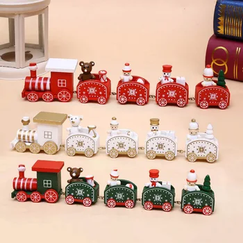 1pc Kalėdų Traukinys Dažytos Medžio Kalėdinė Dekoracija Namuose su Santa/meška Kalėdos Vaikas Žaislų, Dovanų Ornamentu Navidad Naujųjų Metų Dovana