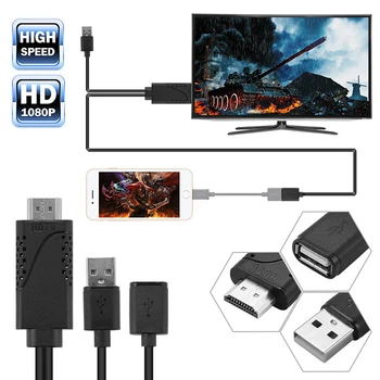 2 in 1 USB Female HDMI Male HDTV Adapteris, Kabelis, HDTV Adapteris Keitiklis Remti 1080P HDTV Projektorių Ekranai