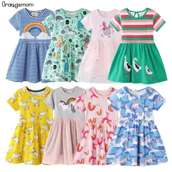 2020 metų vasaros Mergaitė, drabužiai, Vaikams Drabužiai, medvilnė, 2-8 Metų amžiaus Mergaičių Suknelė Vaikams, Suknelės bamblys vaivorykštė vienaragis suknelė