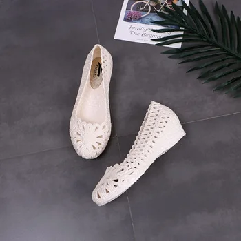 2020 Nauji plastikiniai sandalai moterims tuščiaviduriai iš slydimo pleištai želė sandalai vaikščiojimo batai paplūdimio sandalai didelis dydis 41 4h81