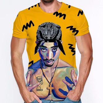 2Pac T-shirt Reperis Star Tupac 3D Spausdinimo Streetwear Vyrai Moterys Tshirts O-Neck T Shirt Repo Atlikėjas Hip-Hop Muzikos Marškinėlius Viršūnes Drabužiai