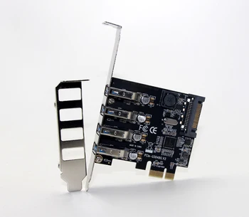 4 Port USB 3.0 5Gbps PCI-Express X1 Kortelės Adapterį HUB Paramos Žemo Profilio Laikiklis