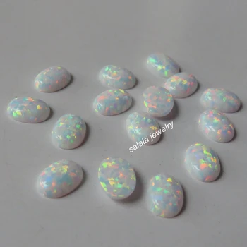 50pcs/ daug 78colors 6x8mm Ovalo formos Ugnies Opalas Akmuo Sintetinis Opalas Akmuo, Ovalo formos Cabochon Opalas Papuošalai