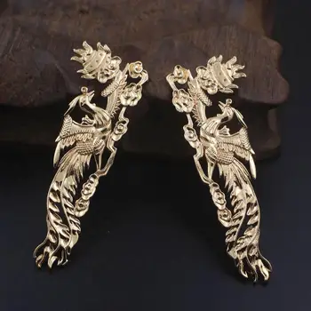 6pairs Bronzos Išlieta Retro Phoenix Rytietiško Žavesio Apdailos Spaudos Kokybės 