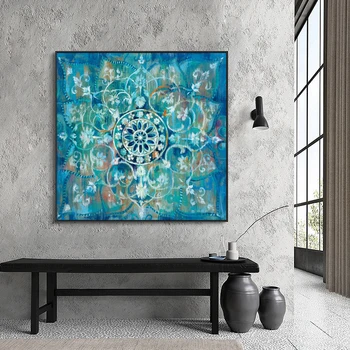 Abstraktusis Menas, Plakatų ir grafikos Sienos Meno Tapybos Drobės Klasikinis Plytų Lygiosiomis su Mandala Gėlių Nuotrauka už Kambarį be Rėmelio