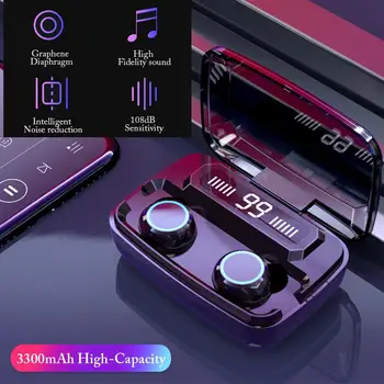 Acespower 3500mAh Heavy Bass Ausinės Pirštu Paliesti Sporto Ausinių LED Visų Smartphonach Galia Banko Ausinės Bluetooth 5.0 TWS