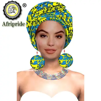 Afrikos Rait Afrikos Headwraps Moteris Afrikos Skarelė Nigerijos Headtie su Atitikimo Auskarai Dashiki Ankara Vaškas S20H004