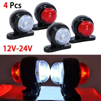 Aukštos Kokybės 4 x LED Raudonos, Baltos spalvos Šoniniai Gabaritiniai Žibintai Gabaritiniai Lempos Automobilių, Sunkvežimių Priekabos Van 12V/24V Lašas Laivybos