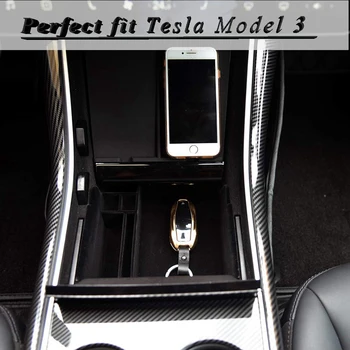 Automobilių Konsolė Organizatorius Dėklas Tesla Model 3 2017-2019 Interjero Aksesuarų Laikymo Porankiu Dėžutės Telefono Mount Kišenėje Sungla