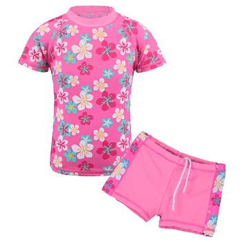 BAOHULU Spausdinti Kūdikių Mergaičių Bėrimas Apsaugas, Pink Gėlių maudymosi kostiumėlis Vasaros Atostogų Banglenčių Plaukimo Kostiumas Vaikams Maudymosi Kostiumai Paplūdimio