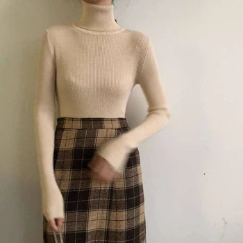 Bella filosofija 2020 m. pavasarį moterys kietas golfo megztinis lady ilgomis rankovėmis atsitiktinis megzti megztiniai moterų elegantiškas puloveriai