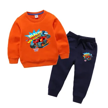 Blaze ir monster mašina gimtadienio drabužių 2020 m. rudenį Vaikų megztinis 2vnt Medvilnės Animacinių filmų ilgomis rankovėmis Hoodies Rinkinys