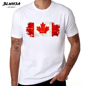 BLWHSA Kanados Vėliava Spausdinti marškinėliai Vyrams Mados Trumpas Rankovės Medvilnės Vasaros marškinėliai Atsitiktinis Kanados Vėliava Juokinga Viršūnes Tees