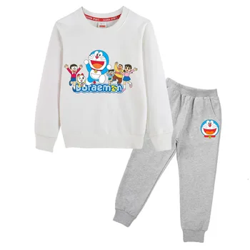 Doraemon Vaikai Hoodies Rinkiniai Mergaitėms Bamblys Kūdikių Drabužiai Mokyklos Aprangą Filmukai Vaikams Mergina Sportas, Sportiniai Kostiumai Gimtadienis