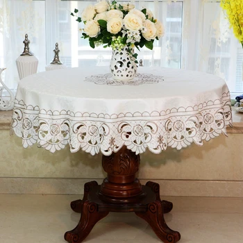 Europa sodas stalo padengti smėlio spalvos gėlių išsiuvinėti vestuvių staltiesė stačiakampis/turas/ovalo formos dekoratyvinis staltiesės, virtuvės