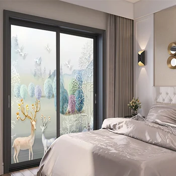 Europos stiliaus 3D elektrostatinės langų plėvelė matinio stiklo lipdukai Vonios kambarys Stumdomosios Durys pasta saulės celofano namų dekoro