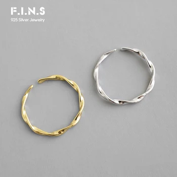 F. I. N. S Korėjos Mados Moters Rankomis Žiedas Autentiški 925 Sterling Silver Wave Žiedą Piršto Žiedą, Auksas, Sidabras Moterų Kostiumas