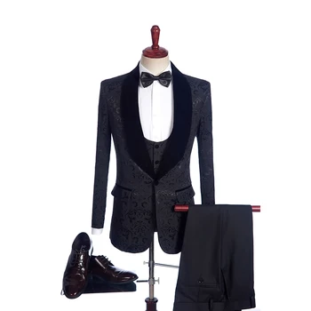 Fnoexw Individualų 2019 Raudona Jaunikis Tuxedos Vestuves Kostiumas verslo Groomsman Kostiumas mens vestuvių kostiumai ( švarkas+Kelnės+liemenė+kaklaraištis)