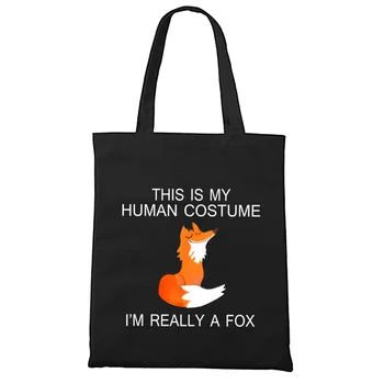 Fox Tote Maišą, Tai Mano Žmogaus aš Tikrai Fox Drobės Pirkinių Krepšiai Moterims Aukštos Kokybės Su Užtrauktuku, viduje 15